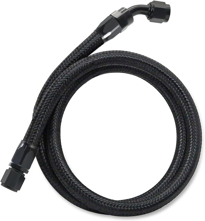 ZONBANG 6AN Fuel Line Kit CPE, 2FT Assembled AN6 Braided Fuel Line with Hose End Fitting(0°+45°) - Image 1